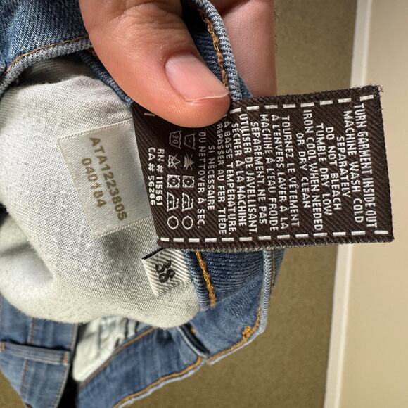 7 For All Mankind Brett Boot Straight Blue Denim Jeans US Men's 38X34 - Picture 6 of 8